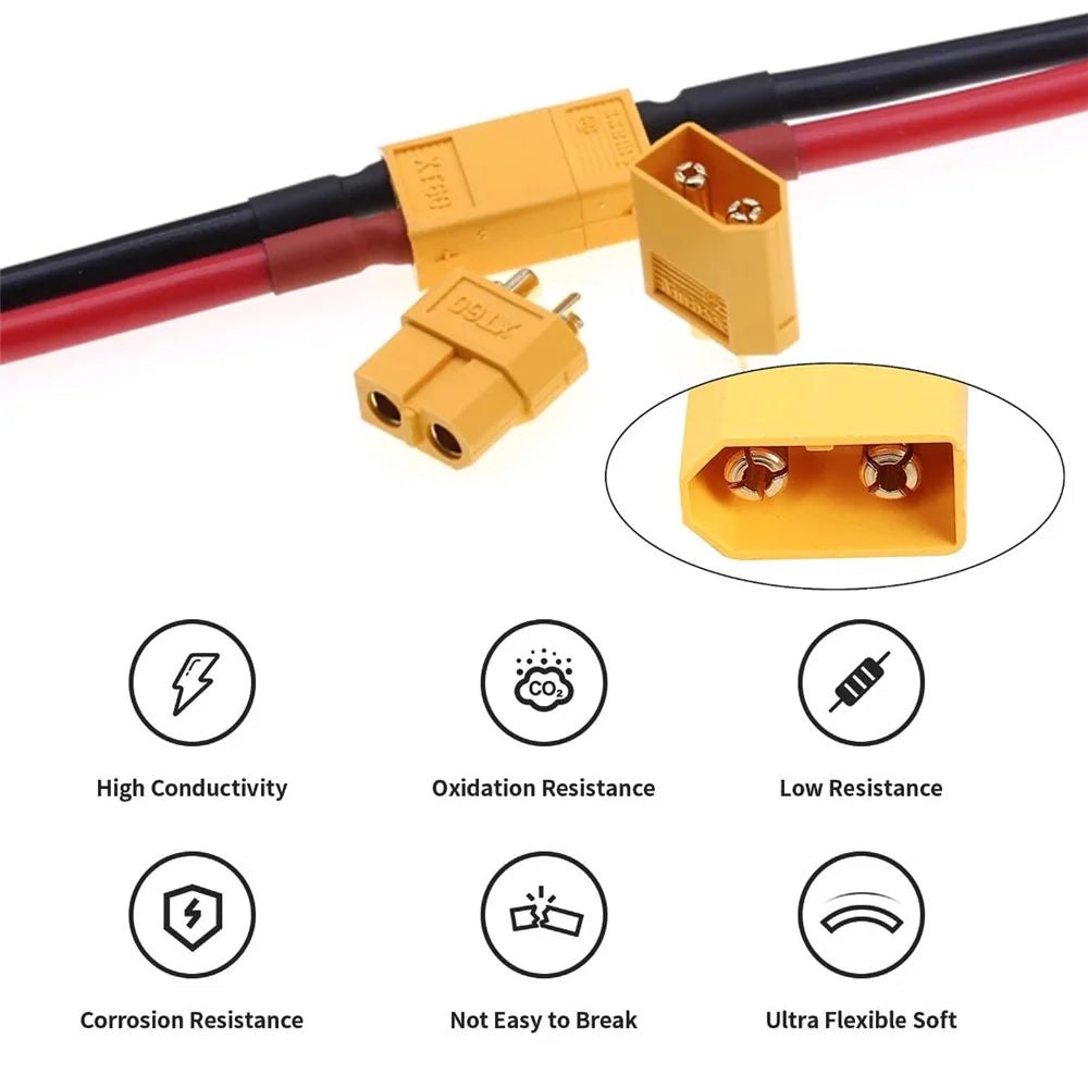 PW-052-MM XT60 0.5m Extension Cable 12AWG Male to Male Connector for RC Battery Power Station - 7