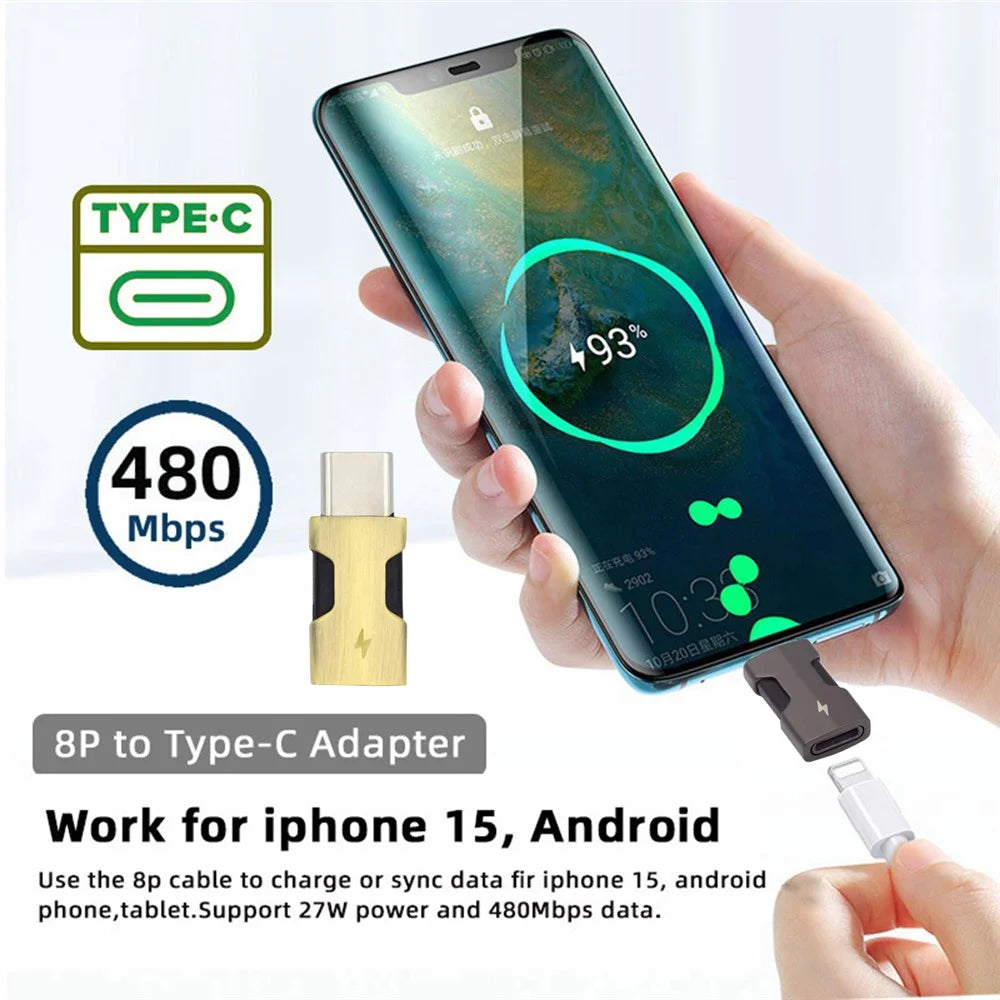 U2-058-LT021 2Pcs / Set USB-C Male to 8P Female Adapter 480Mbps Data Transfer (Gold+Dark Grey) - 6