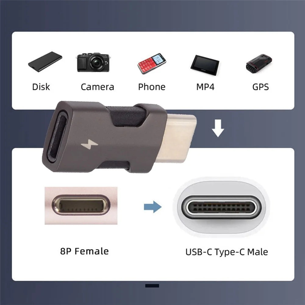 U2-058-LT021 2Pcs / Set USB-C Male to 8P Female Adapter 480Mbps Data Transfer (Gold+Dark Grey) - 7