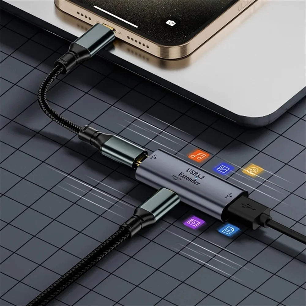 10m Transmission Type-C to USB Signal Amplifier 15W Power Supply Extender - 5