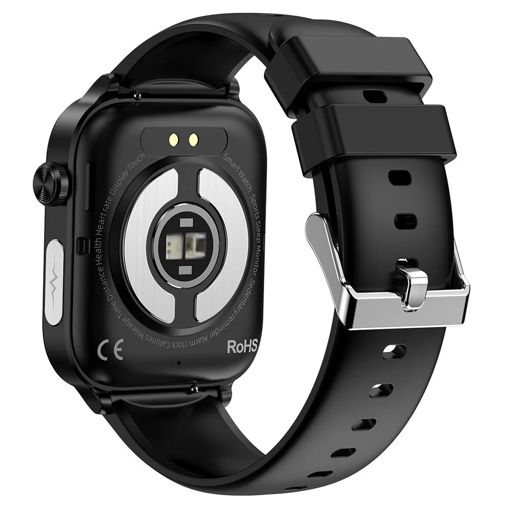ET570 1.96" Smart Watch Bluetooth-compatible Call Heart Rate Fitness Tracker with Silicone Strap - Black - 3