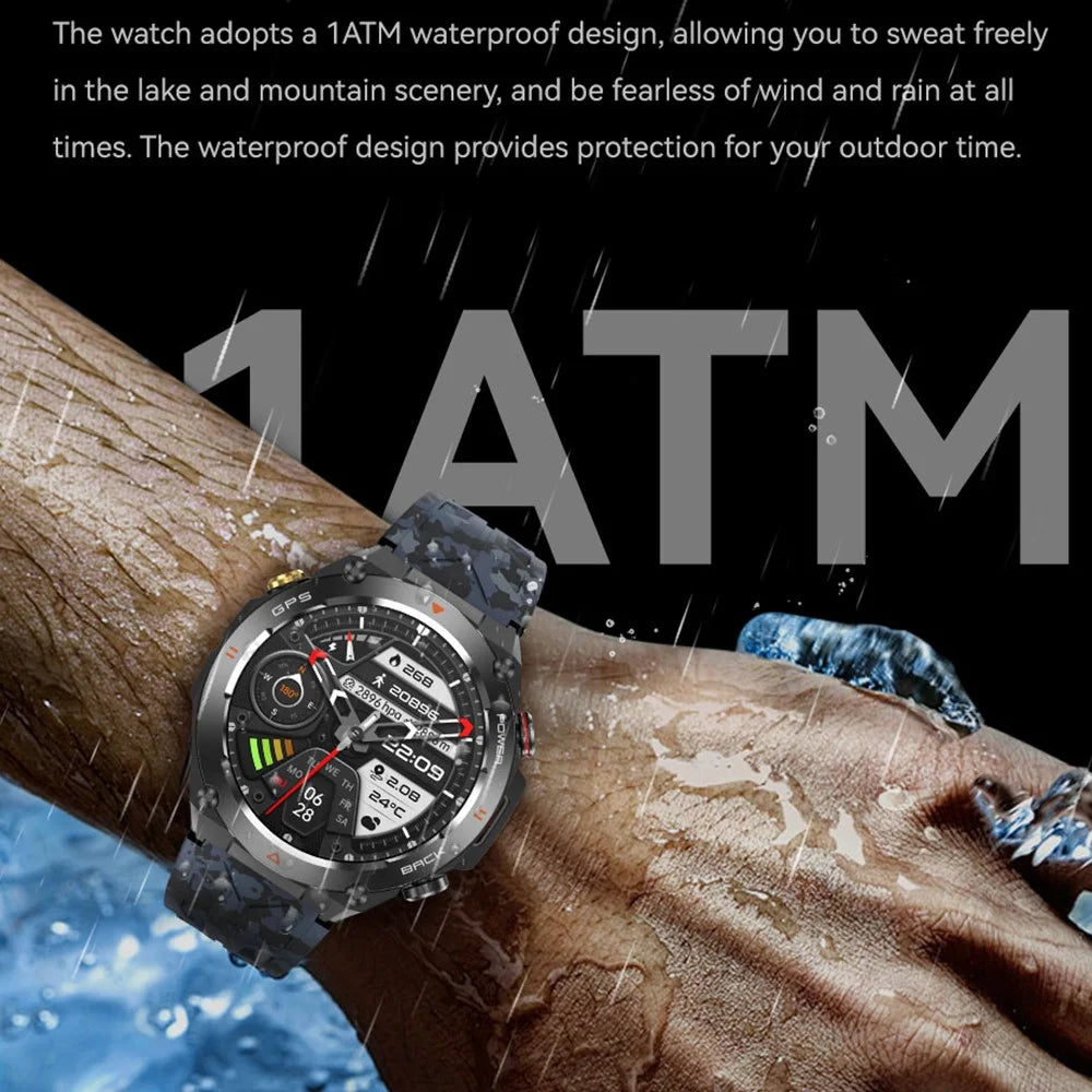 KC82 Altitude Air Pressure Compass Function Men Smart Watch Waterproof Bluetooth-compatible Call GPS Outdoor Sports Watch - Black - 5
