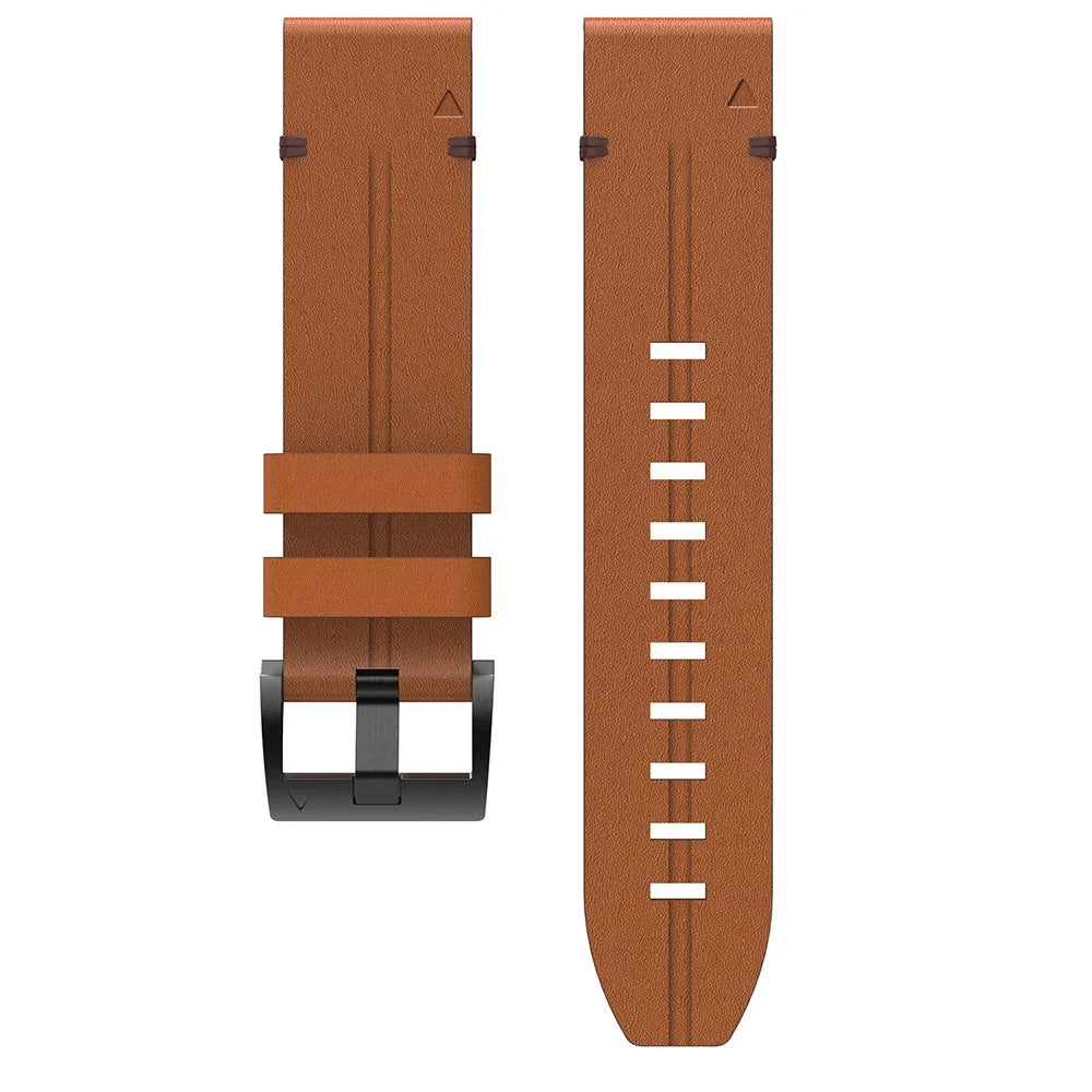 For Garmin Fenix 6 / Amazfit Falcon Leather Smart Watch Band Pin Buckle Wrist Strap Replacement - Brown - 5