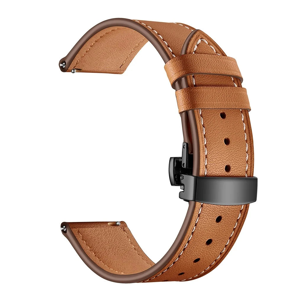 22mm Genuine Leather Watch Strap Replacement for Samsung Gear S3 Classic / Gear S3 Frontier - Black/Brown - 4