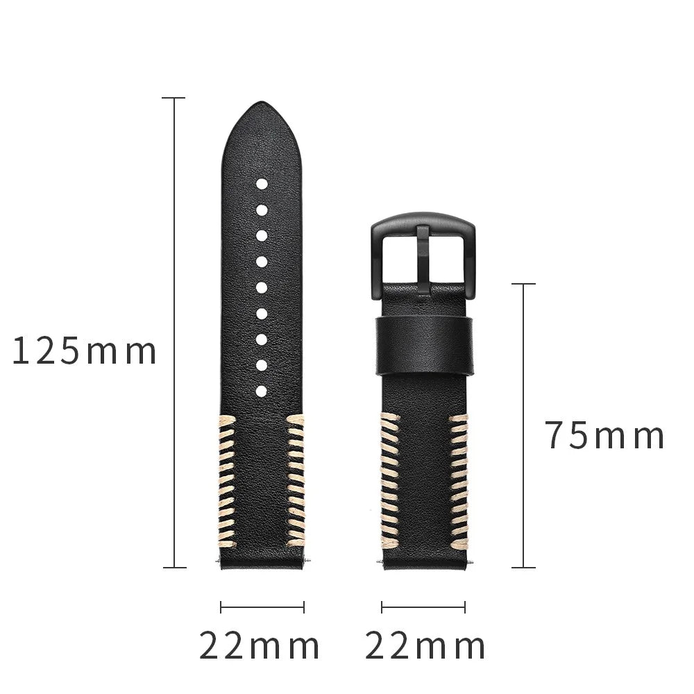 22mm Top Layer Cowhide Leather Watch Strap Watchband Replacement for Samsung Gear S3 Classic/S3 Frontier - Black - 4