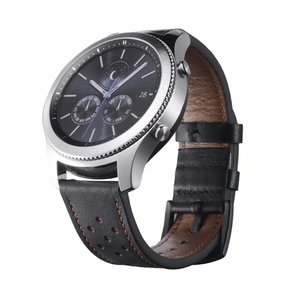 22mm Leather Strap Watch Band for Huawei Watch GT2e/GT2 46mm - Black - 2