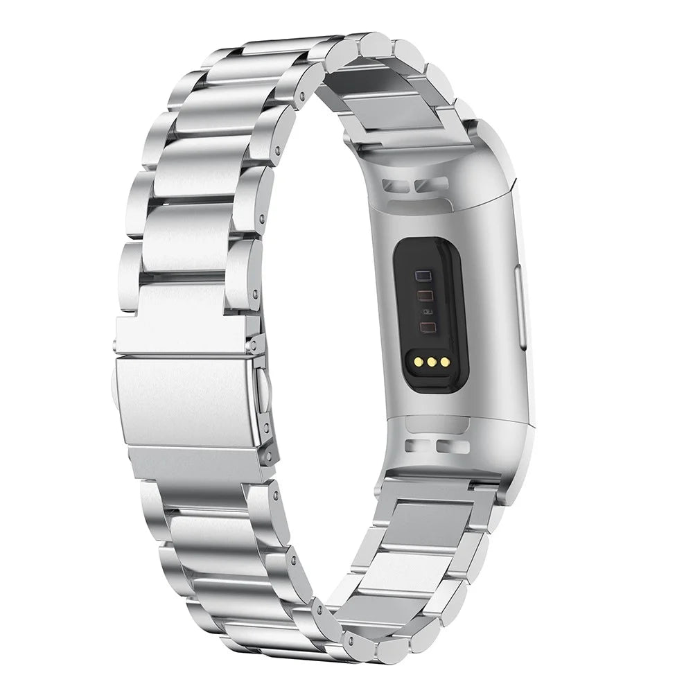 For Fitbit Charge 3/4 Stainless Steel Smart Watch Replacement Strap Wristband - Silver - 2