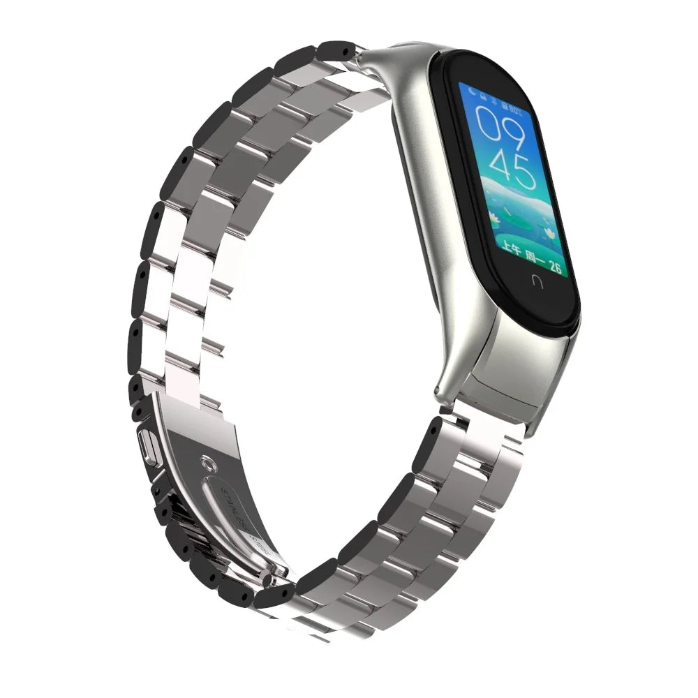 Three Beads Stainless Steel Watch Strap Replacement Band for Xiaomi Mi Band 5 - Silver - 6