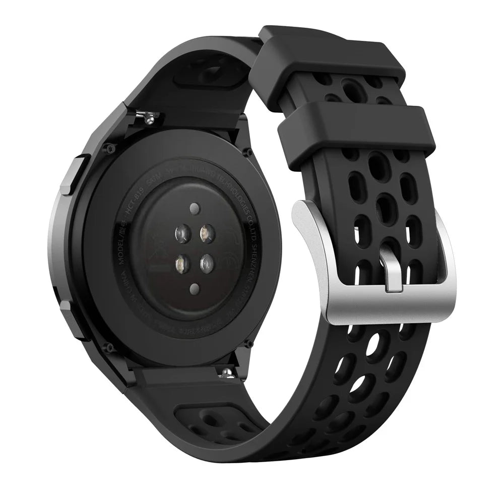 Bi-color Silicone Smart Watch Strap Adjustable Watchband for Huawei Watch GT 2e - Black / Black - 3