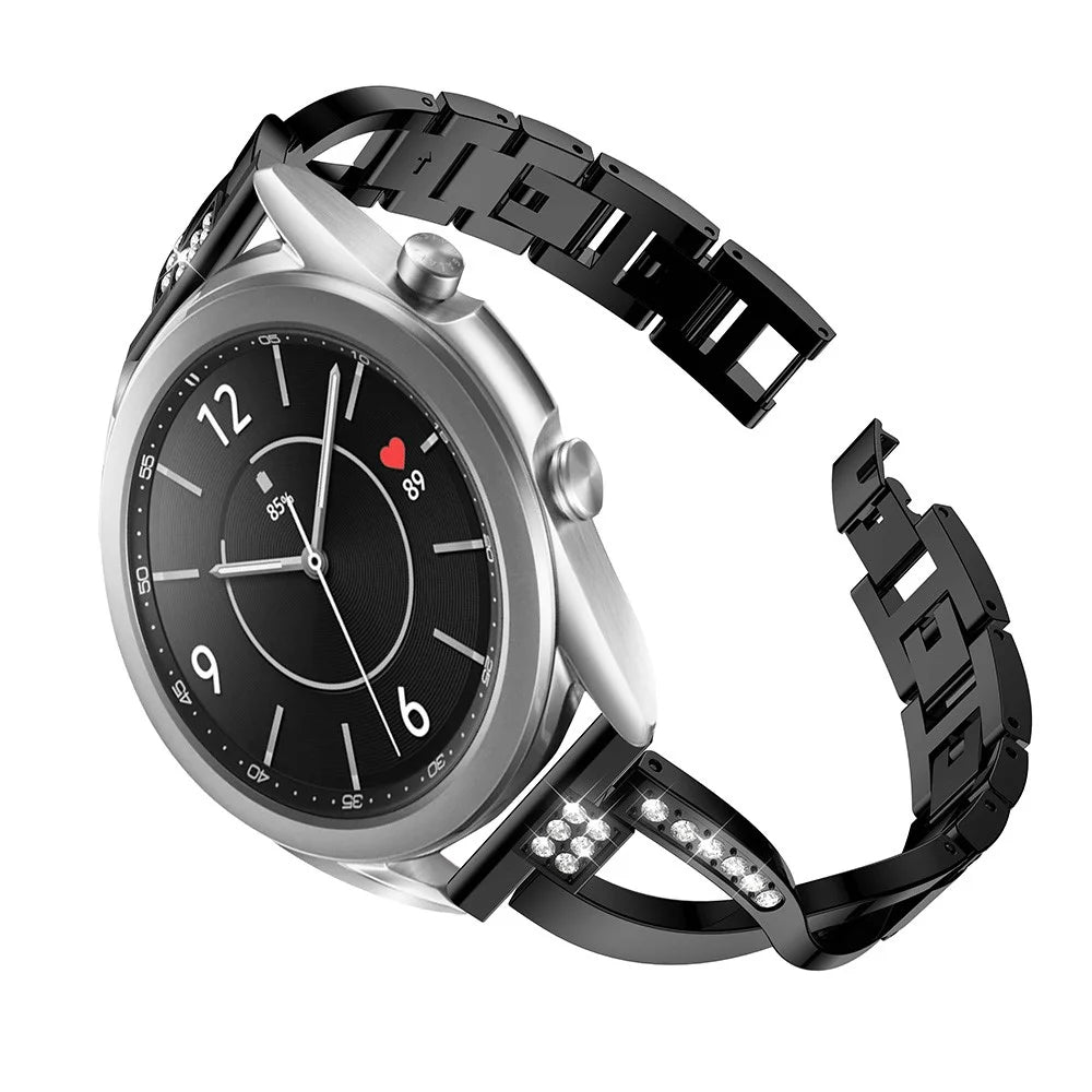 X-Shape Rhinestone Decor Stainless Steel Smart Watch Band for Samsung Galaxy Watch3 41mm - Black - 3