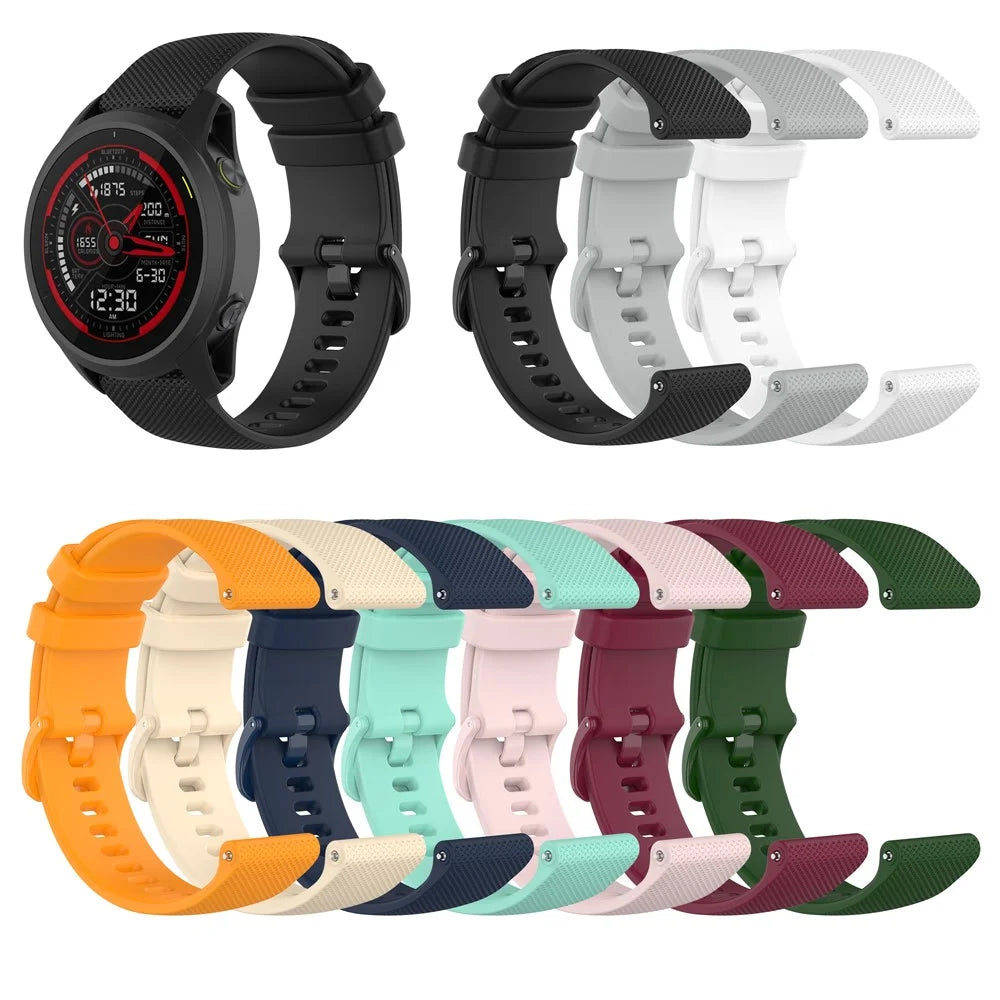 Grid Texture Silicone Replace Watch Band 22mm for Garmin Forerunner 745 - Black - 7