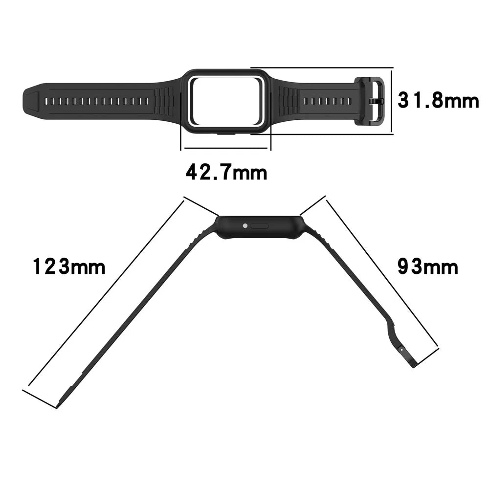For Samsung Galaxy Fit3 (SM-R390) Watch Strap Integrate Silicone Watch Band with Case - Black - 6