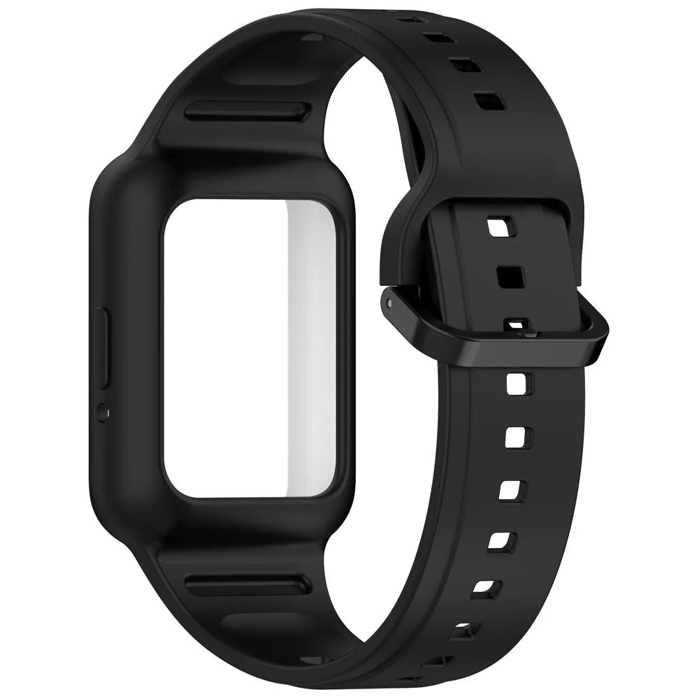 For Huawei Band 7 / Band 8 / Band 8 NFC / Band 9 / Band 9 NFC Integrated Silicone Strap Watch Case Replacement Wrist Band - Black - 3