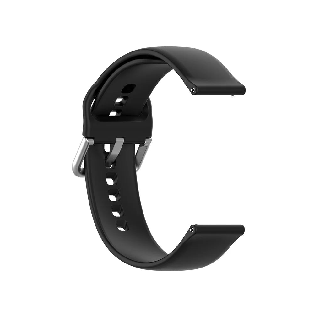 22mm Silicone Watch Strap Silver Buckle [Large Size] for Huawei Watch GT 2 Pro - Black - 2