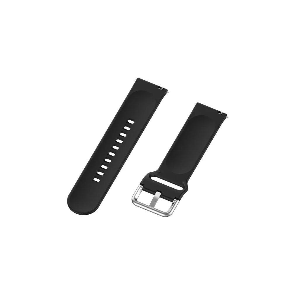 22mm Silicone Watch Strap Silver Buckle [Large Size] for Huawei Watch GT 2 Pro - Black - 3