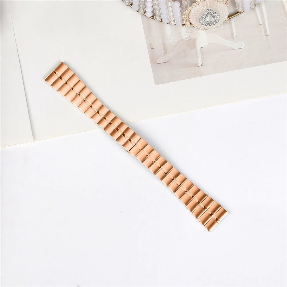 For Huami Amazfit Youth Edition 20mm Stainless Steel Watch Strap Replacement Wrist Band - Rose Gold - 3