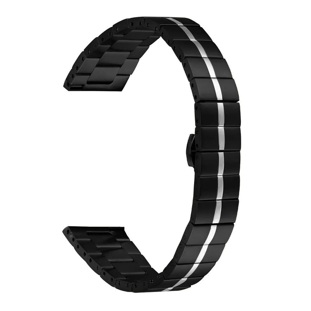 For Samsung Galaxy Watch3 41mm Stainless Steel Watch Strap Replacement Wrist Band - Black+Silver - 1