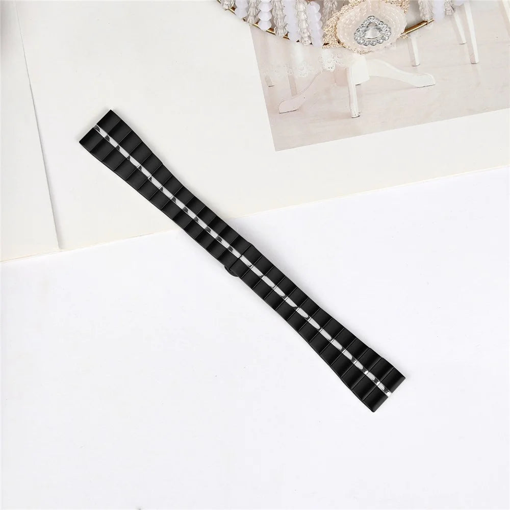 For Samsung Galaxy Watch3 41mm Stainless Steel Watch Strap Replacement Wrist Band - Black+Silver - 3