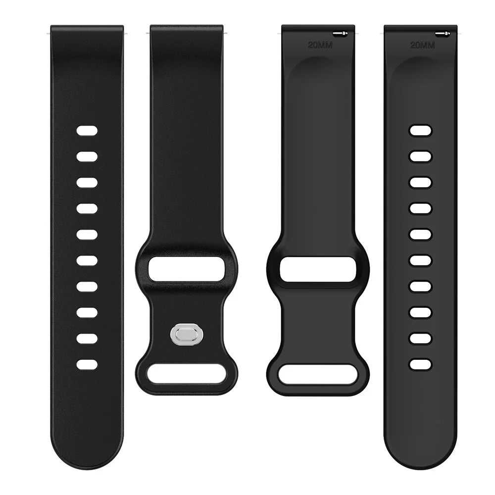 For Huawei Watch GT 3 42mm / GT 3 Pro 43mm Universal 20mm Silicone Watch Strap Butterfly Shape Buckle Band - Black - 5