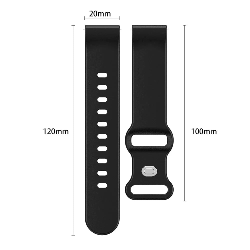 For Huawei Watch GT 3 42mm / GT 3 Pro 43mm Universal 20mm Silicone Watch Strap Butterfly Shape Buckle Band - Black - 6