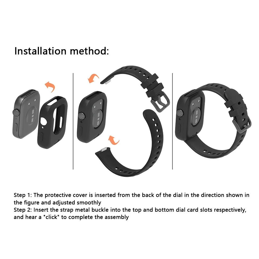 For Huawei Watch Fit 3 Silicone Band Wrist Strap with Watch Case - Black - 7