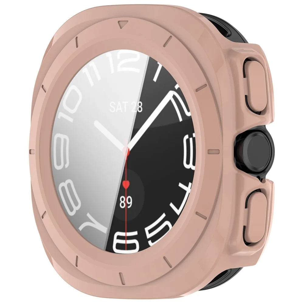 For Samsung Galaxy Watch Ultra (2025) 47mm / Ultra 47mm PC Protective Case Watch Frame Integrated with Tempered Glass Screen Film - Pink - 5