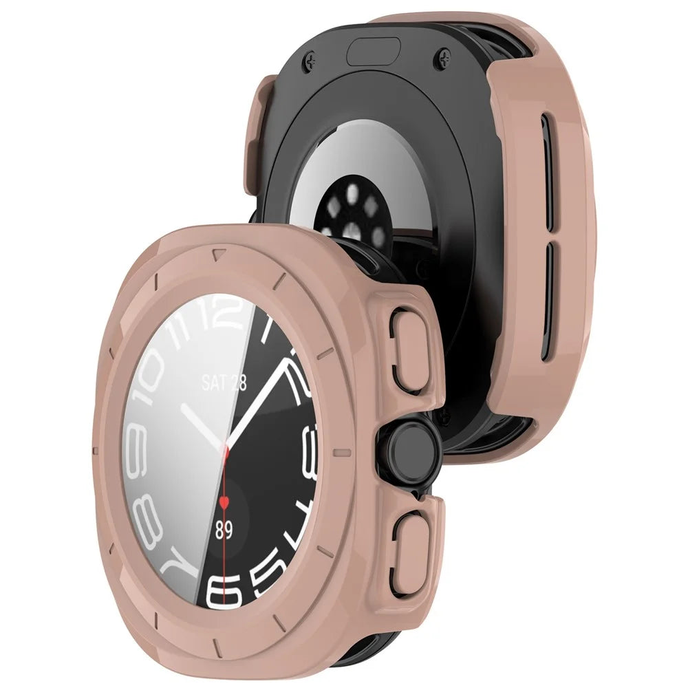 For Samsung Galaxy Watch Ultra (2025) 47mm / Ultra 47mm PC Protective Case Watch Frame Integrated with Tempered Glass Screen Film - Pink - 6