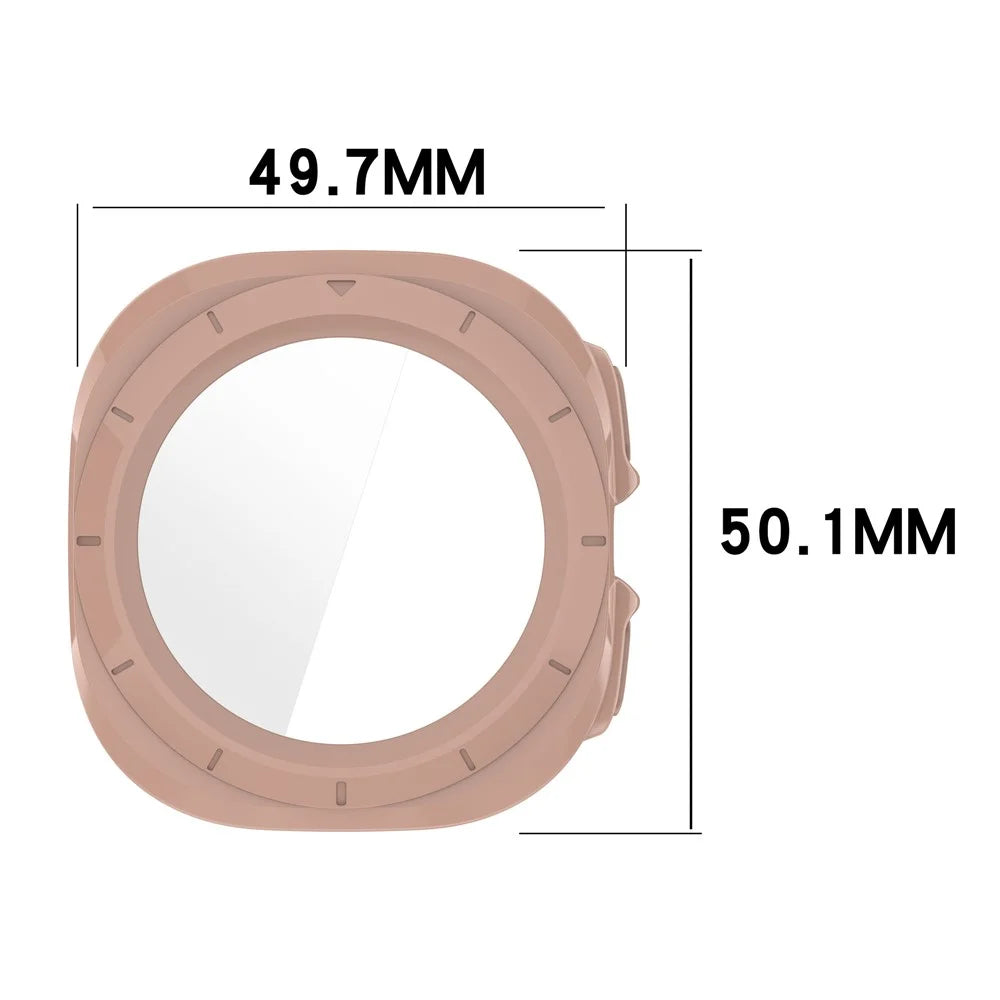 For Samsung Galaxy Watch Ultra (2025) 47mm / Ultra 47mm PC Protective Case Watch Frame Integrated with Tempered Glass Screen Film - Pink - 7