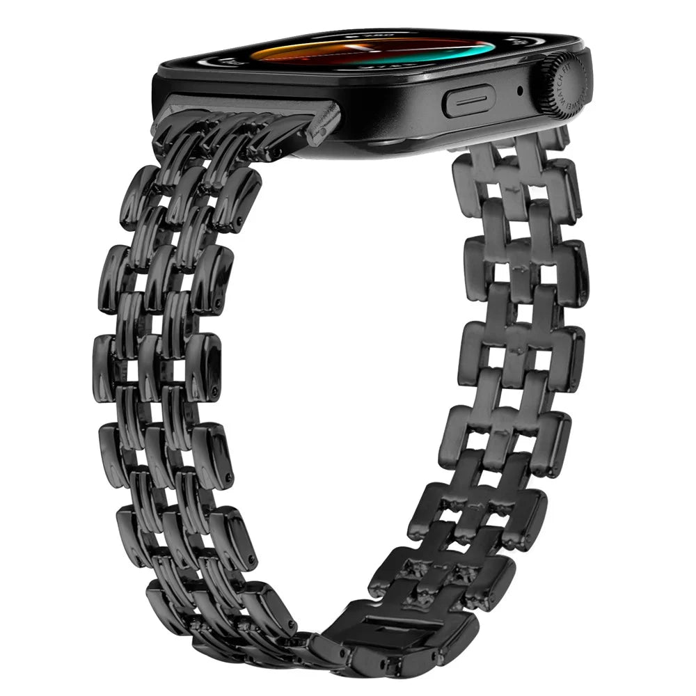 For Huawei Watch Fit 3 Hollow 5-Bead Watch Band Metal Wrist Strap Replacement - Black - 3