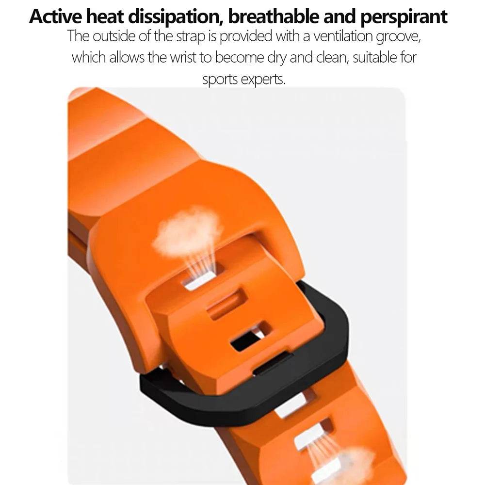 KALEBOL For Apple Watch Series 11 10 42mm / 9 8 7 41mm / SE3 SE2 SE 6 5 4 40mm / 3 2 1 38mm Watch Band Silicone Strap - Orange - 3