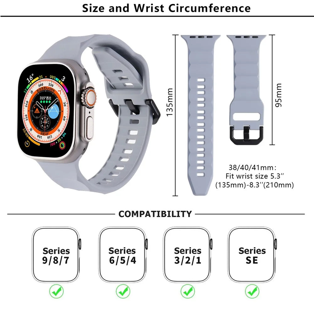 KALEBOL For Apple Watch Series 11 10 42mm / 9 8 7 41mm / SE3 SE2 SE 6 5 4 40mm / 3 2 1 38mm Watch Band Silicone Strap - Orange - 6