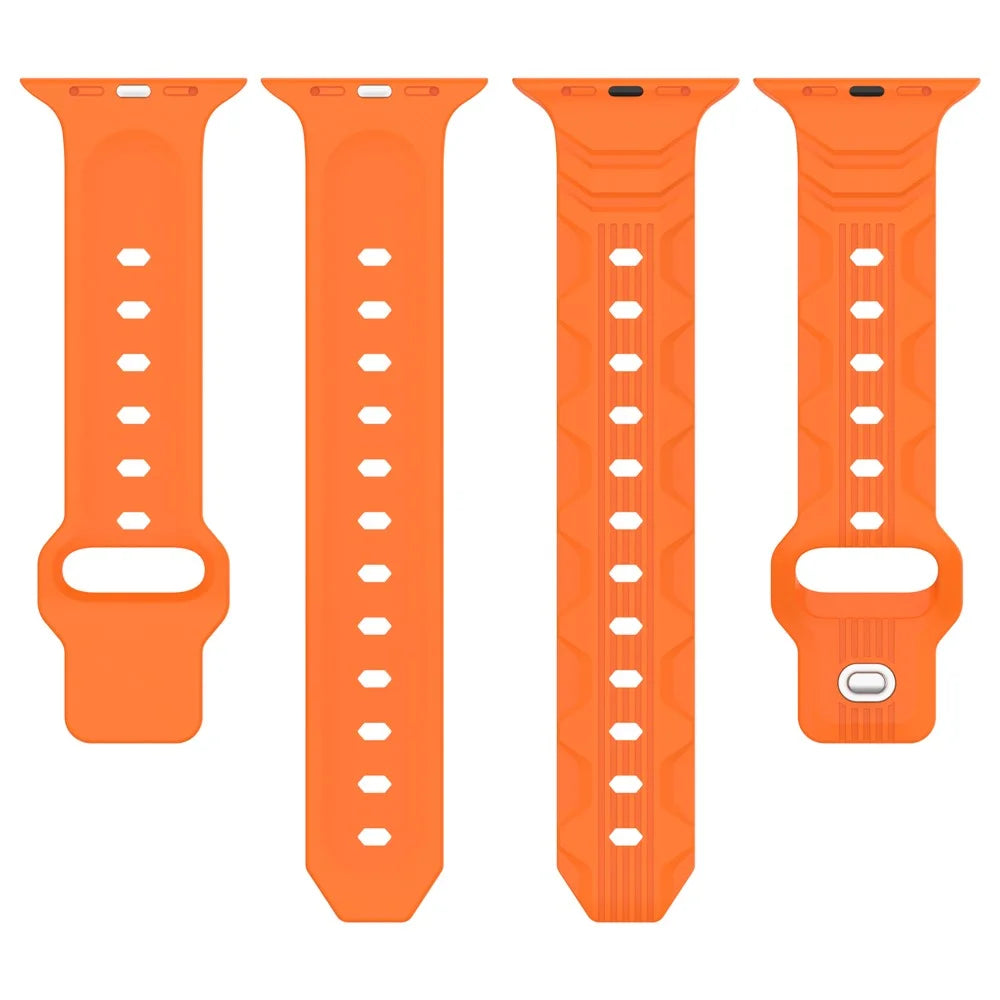 KALEBOL For Apple Watch Ultra 3 2 1 49mm / Series 11 10 46mm / 9 8 7 45mm / SE3 SE2 SE 6 5 4 44mm / 3 2 1 42mm Silicone Watch Band - Orange - 5