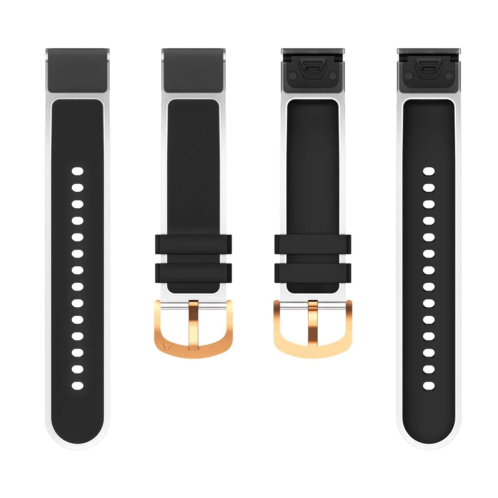 For Garmin Fenix 7S Quickfit 20mm Transparent Design Watch Strap Adjustable Silicone Band - Black - 4