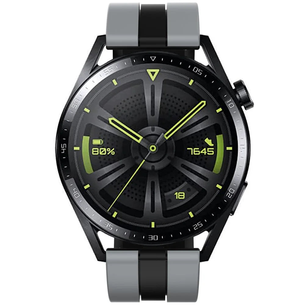 For Huawei Watch GT 3 42mm / GT 3 Pro 43mm Universal 20mm Smartwatch Strap Silicone Wrist Band - Dark Grey+Black - 3