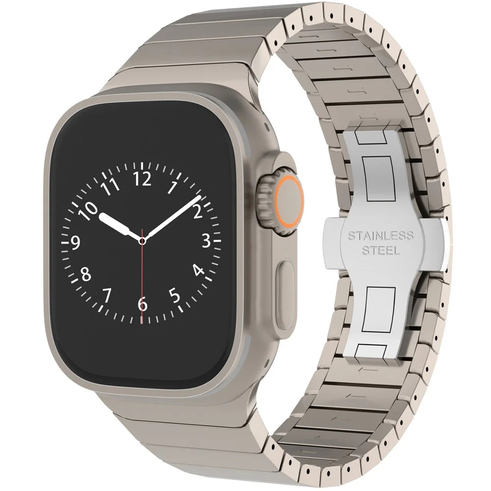 For Apple Watch Ultra 3 2 1 49mm / Series 11 10 46mm / 9 8 7 45mm / SE3 SE2 SE 6 5 4 44mm / 3 2 1 42mm Replacement 1-Bead Alloy Watch Band - Titanium - 2