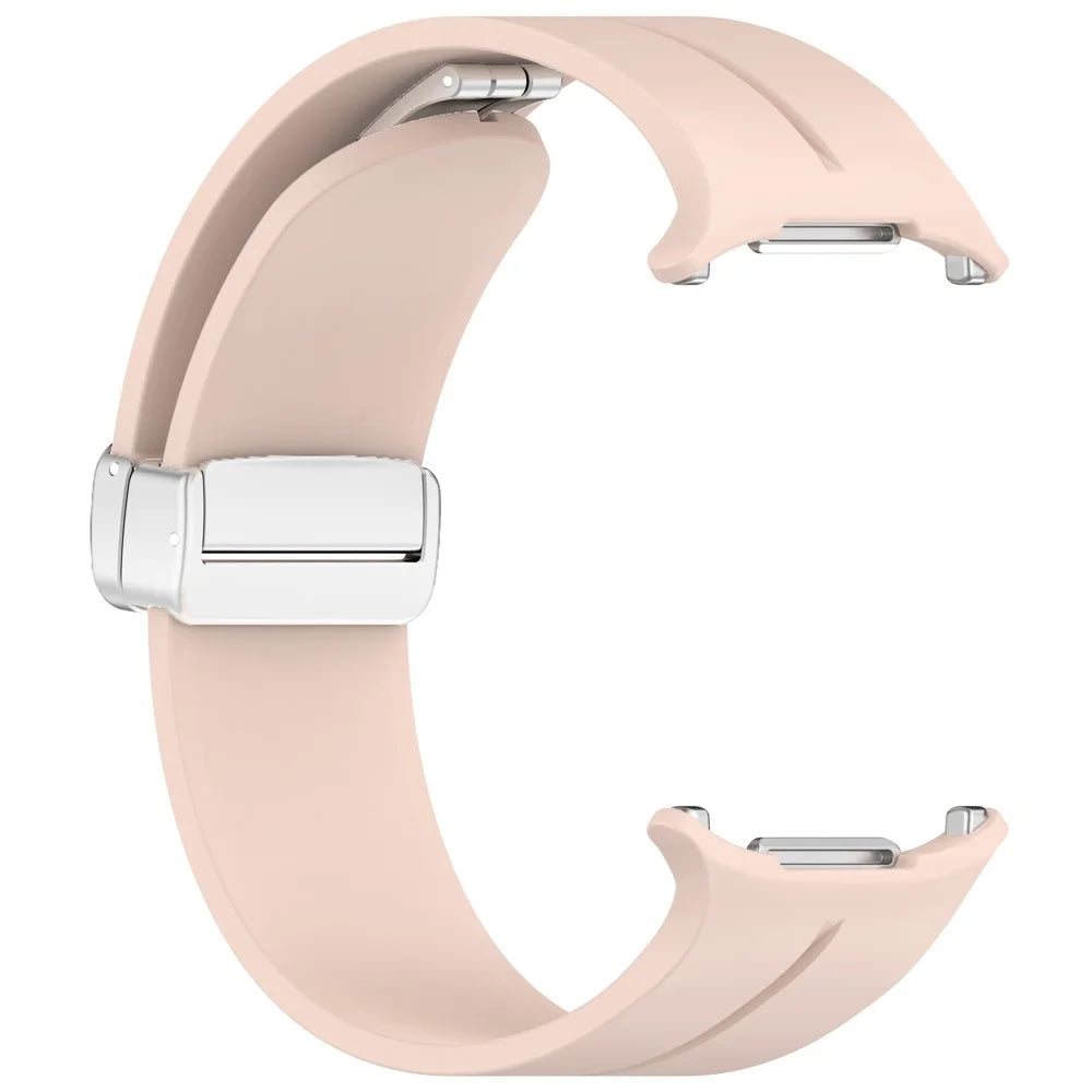 For Samsung Galaxy Watch Ultra2 47mm / Watch Ultra (2025) 47mm / Watch Ultra 47mm Silicone Smartwatch Band Wrist Strap with Silver Magnetic Folding Buckle - Pink - 4
