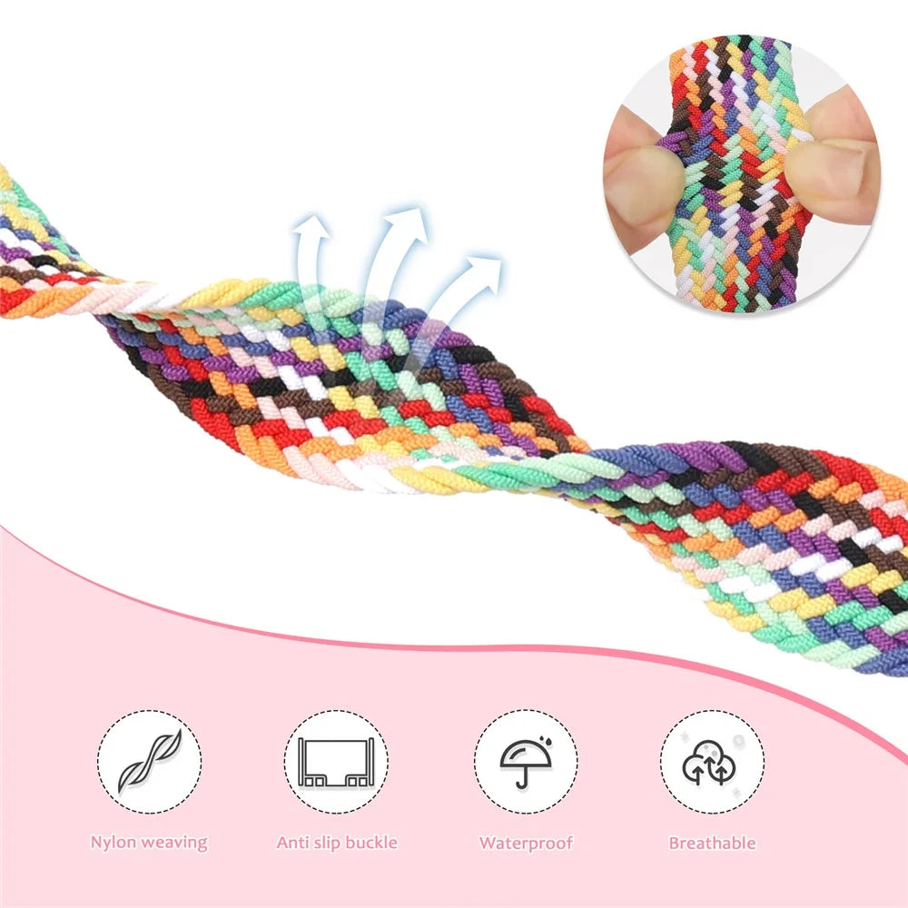 For Samsung Galaxy Watch Ultra2 47mm / Watch Ultra (2025) 47mm / Watch Ultra 47mm Braided Wrist Band Magnetic Folding Buckle Watch Strap - Rainbow - 3