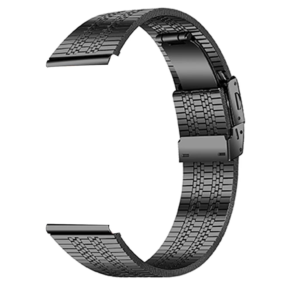 For Fossil Gen 5 Carlyle HR Stainless Steel Watch Band Folding Clasp Buckle Strap - Black - 1