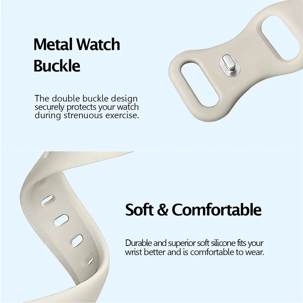 For Apple Watch Ultra 3 2 1 49mm / Series 11 10 46mm / 9 8 7 45mm / SE3 SE2 SE 6 5 4 44mm / 3 2 1 42mm Silicone Watch Band - Black - 4