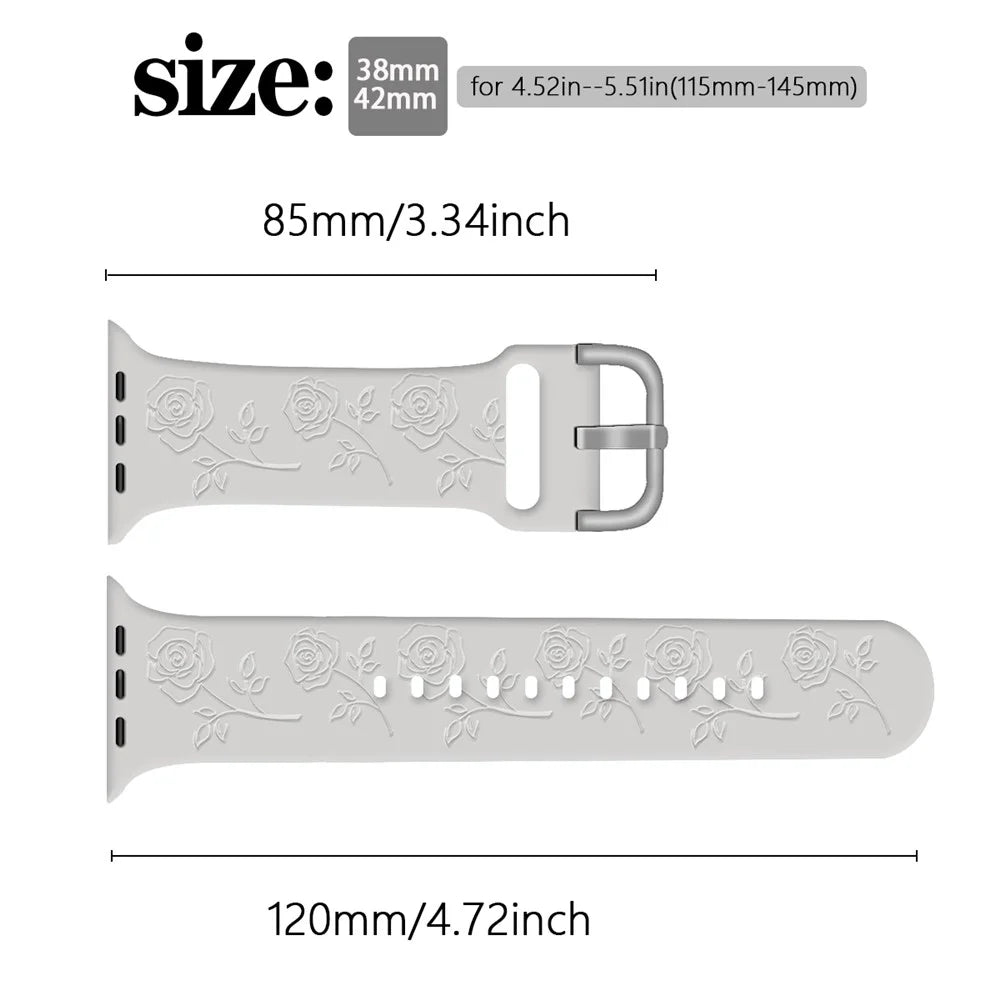 For Apple Watch Ultra 3 2 1 49mm / Series 11 10 46mm / 9 8 7 45mm / SE3 SE2 SE 6 5 4 44mm / 3 2 1 42mm Rose Silicone Band - Red - 5