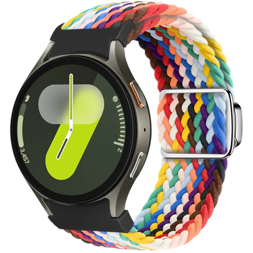For Samsung Galaxy Watch FE 40mm / Watch7 / 6 / 6 Classic / 5 / 5 Active / 5 Pro / 4 / 4 Classic / 4 Active Braided Watch Band Magnetic Strap - Official Rainbow - 2