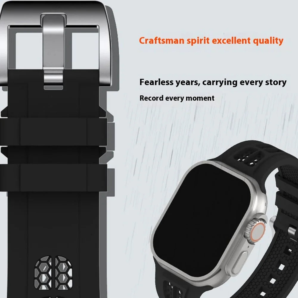 Watch Strap for Apple Watch Ultra 3 2 1 49mm / Series 11 10 46mm / 9 8 7 45mm / SE3 SE2 SE 6 5 4 44mm / 3 2 1 42mm Silicone Band - Black - 5