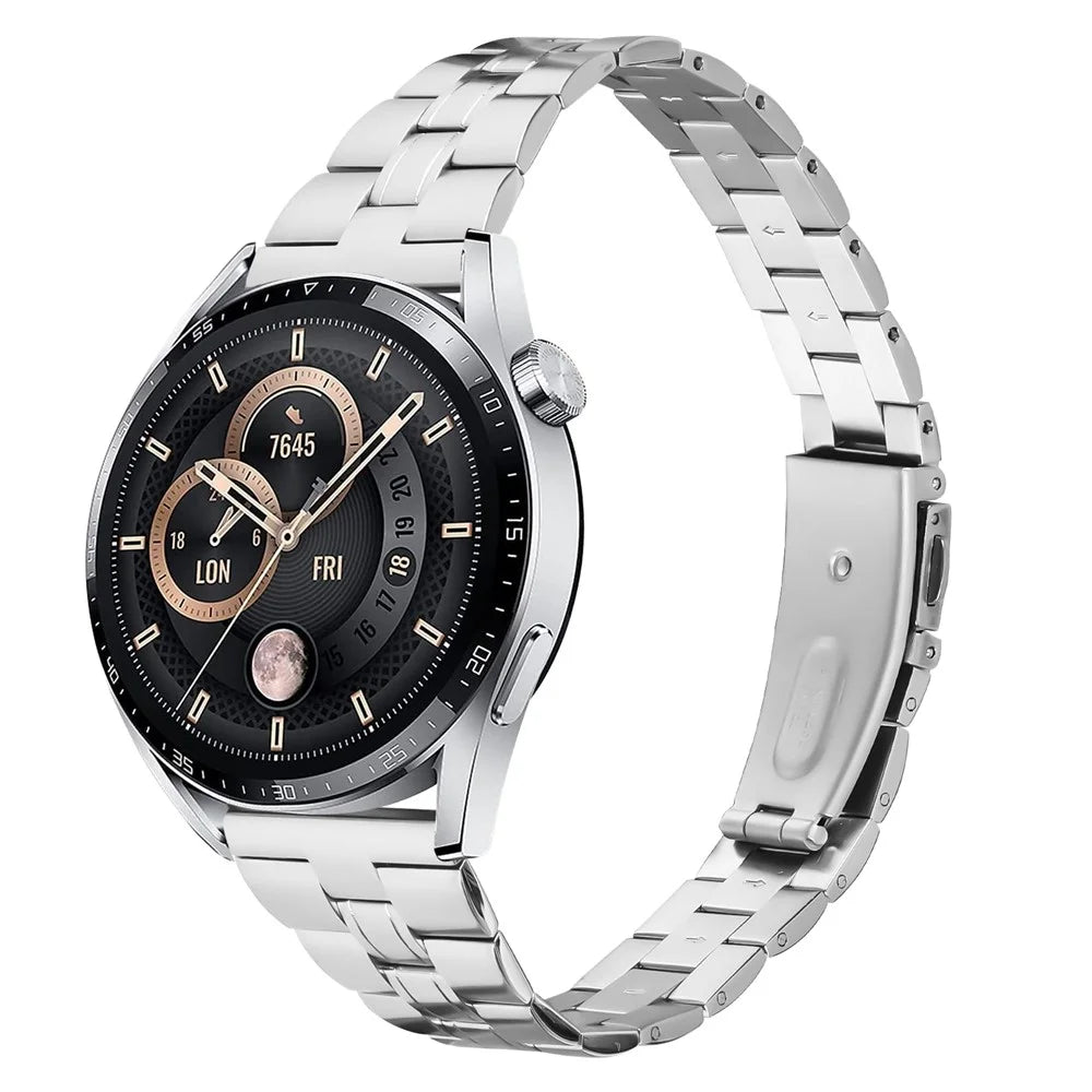 For Samsung Galaxy Watch3 45mm Watch Strap Stainless Steel Three-Beads Band Replacement - Silver - 3