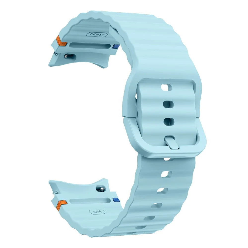 KALEBOL For Samsung Galaxy Watch7 44mm 40mm / Watch FE 40mm Silicone Watch Band Wave Shape Wrist Strap - Baby Blue - 3