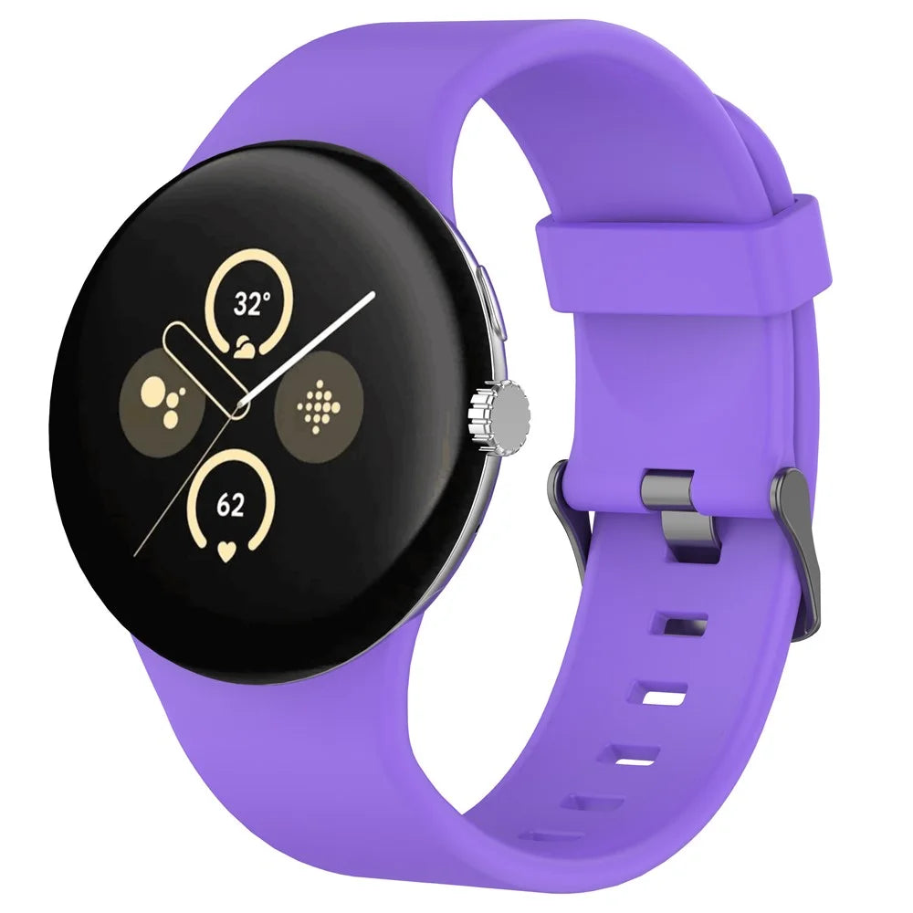 For Google Pixel Watch 4 45mm / Watch 3 45mm Silicone Watch Band Replacement Strap with Metal Connector - Purple - 4