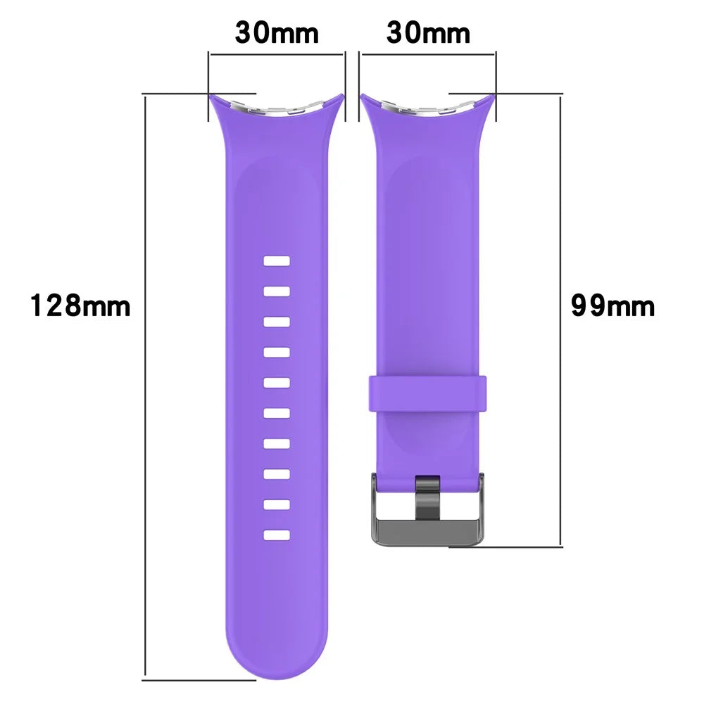 For Google Pixel Watch 4 45mm / Watch 3 45mm Silicone Watch Band Replacement Strap with Metal Connector - Purple - 6