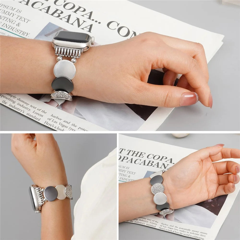 For Apple Watch Series 11 10 42mm / 9 8 7 41mm / SE3 SE2 SE 6 5 4 40mm / 3 2 1 38mm Round Pieces Zinc Alloy Strap - 6