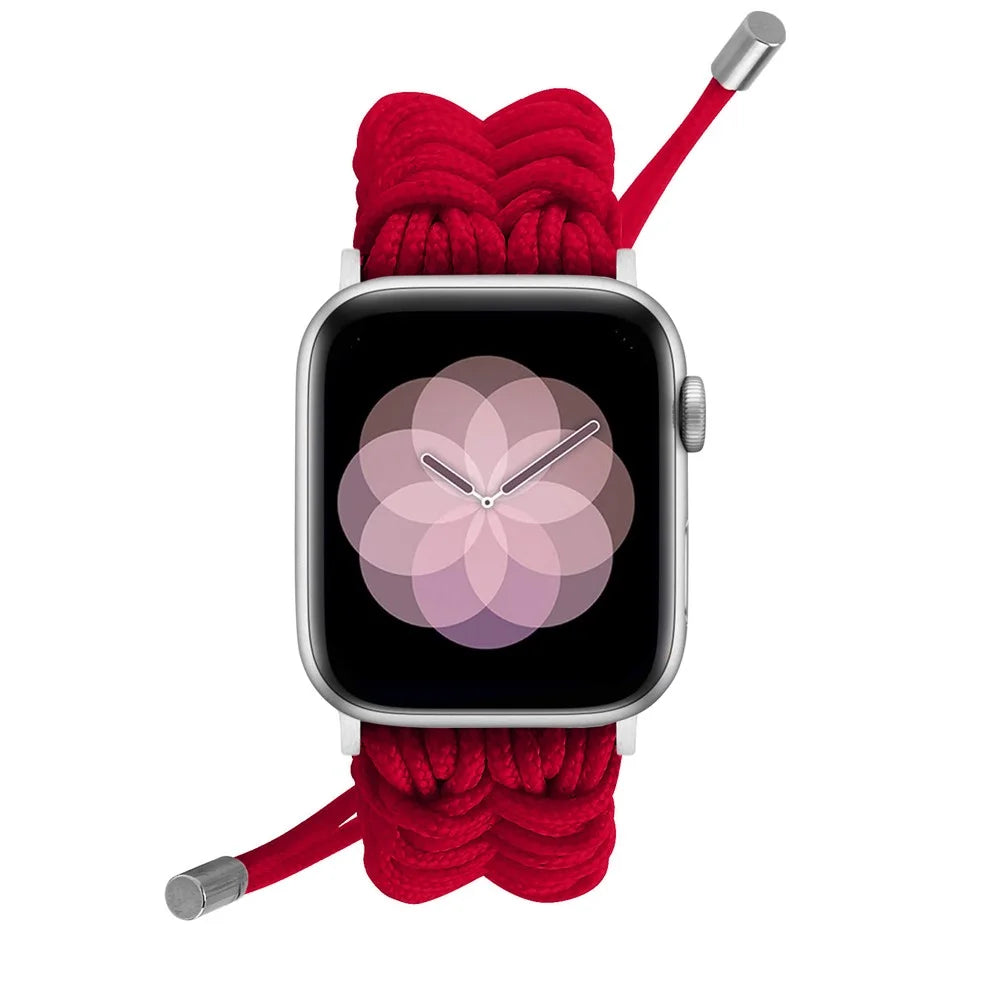 Adjustable Braided Rope New Style Watchband Replacement for Apple Watch Ultra 3 2 1 49mm / Series 11 10 46mm / 9 8 7 45mm / SE3 SE2 SE 6 5 4 44mm / 3 2 1 42mm - Red - 3