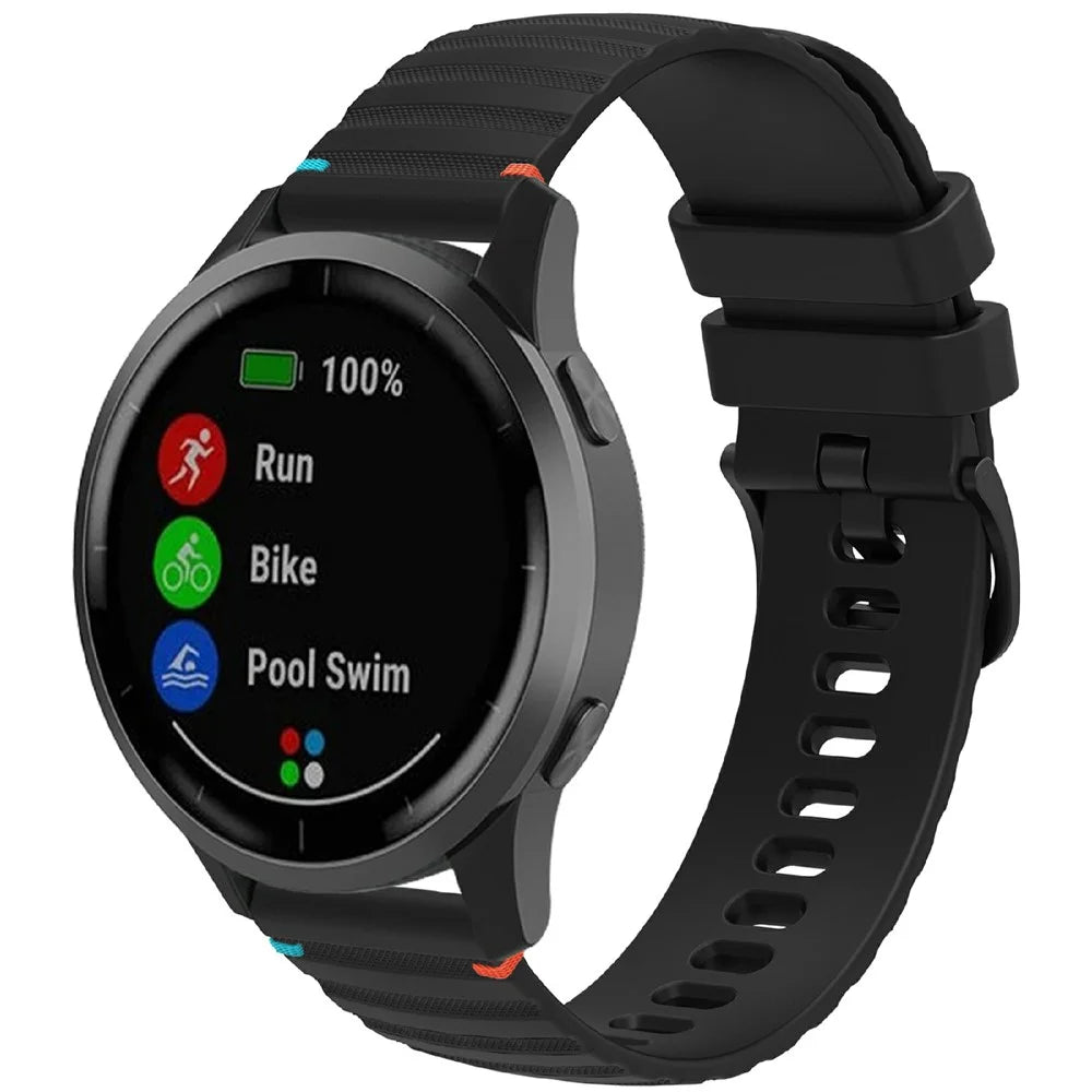 For Huawei Watch GT 4 41mm / Garmin Venu 3S / Garmin Forerunner 265S Universal 18mm Silicone Watch Strap - Black - 3