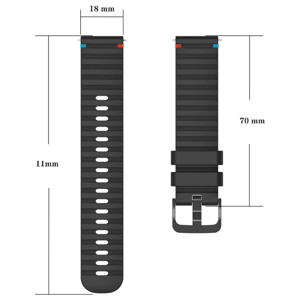 For Huawei Watch GT 4 41mm / Garmin Venu 3S / Garmin Forerunner 265S Universal 18mm Silicone Watch Strap - Black - 5